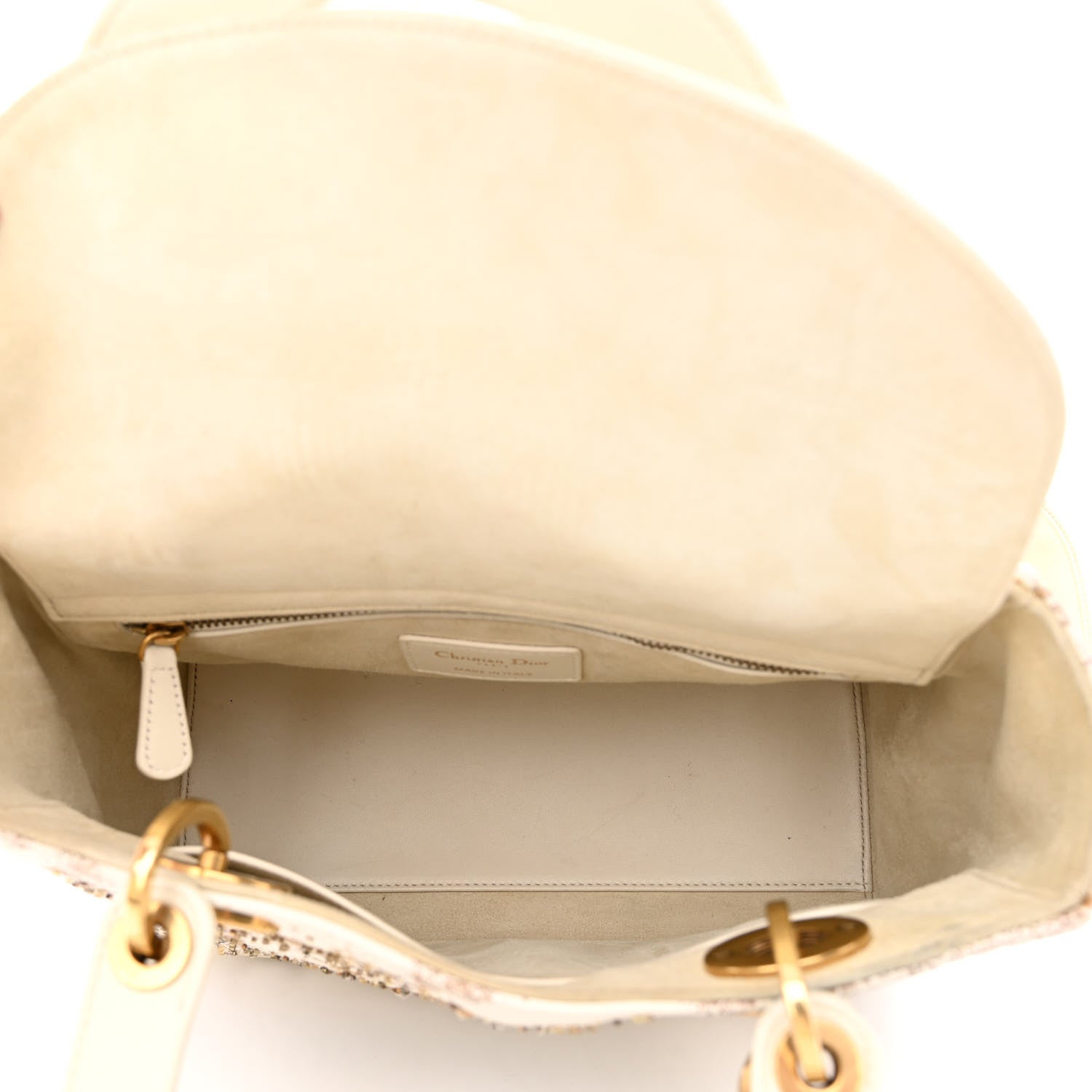 Christian Dior Smooth Calfskin Embroidered I Feel Blue Medium Lady Dior White Multicolor 5 of 14