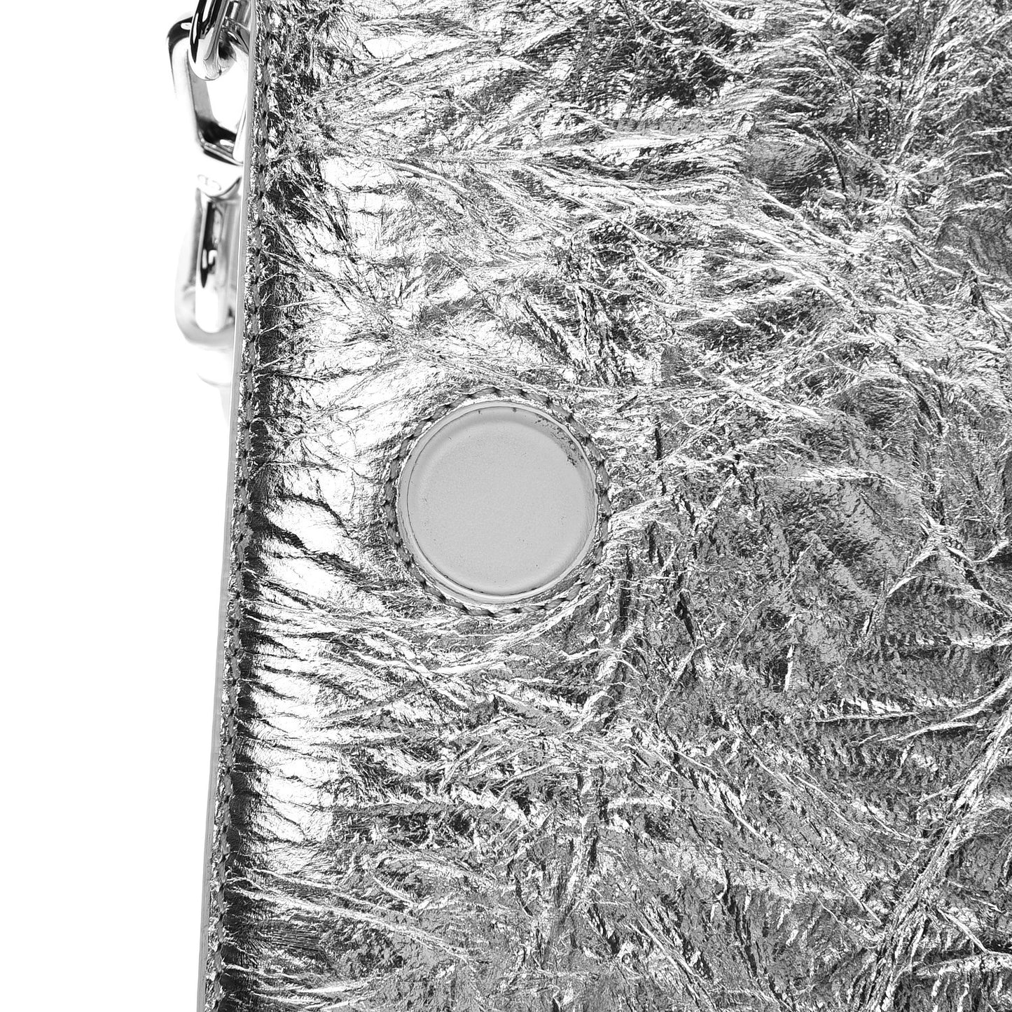 Metallic Calfskin Medium Diorever Flap Silver