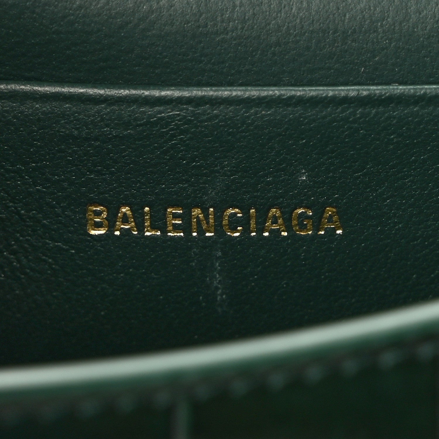 Balenciaga Shiny Calfskin Crocodile Embossed Hourglass Top Handle Bag Mini with Chain Forest Green 6 of 8