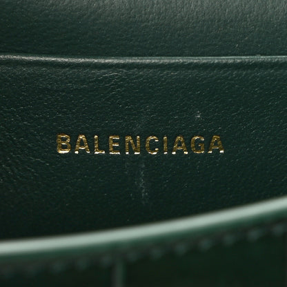 Balenciaga Shiny Calfskin Crocodile Embossed Hourglass Top Handle Bag Mini with Chain Forest Green 6 of 8