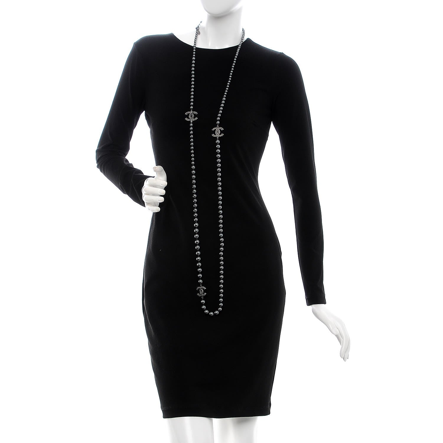 Chanel Ruthenium Graduated Pearl CC Long Necklace Dark Grey 2 of 7
