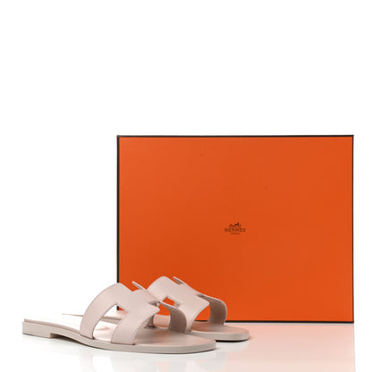 Hermes Box Calfskin Oran Sandals 37 Rose Pale 9 of 9