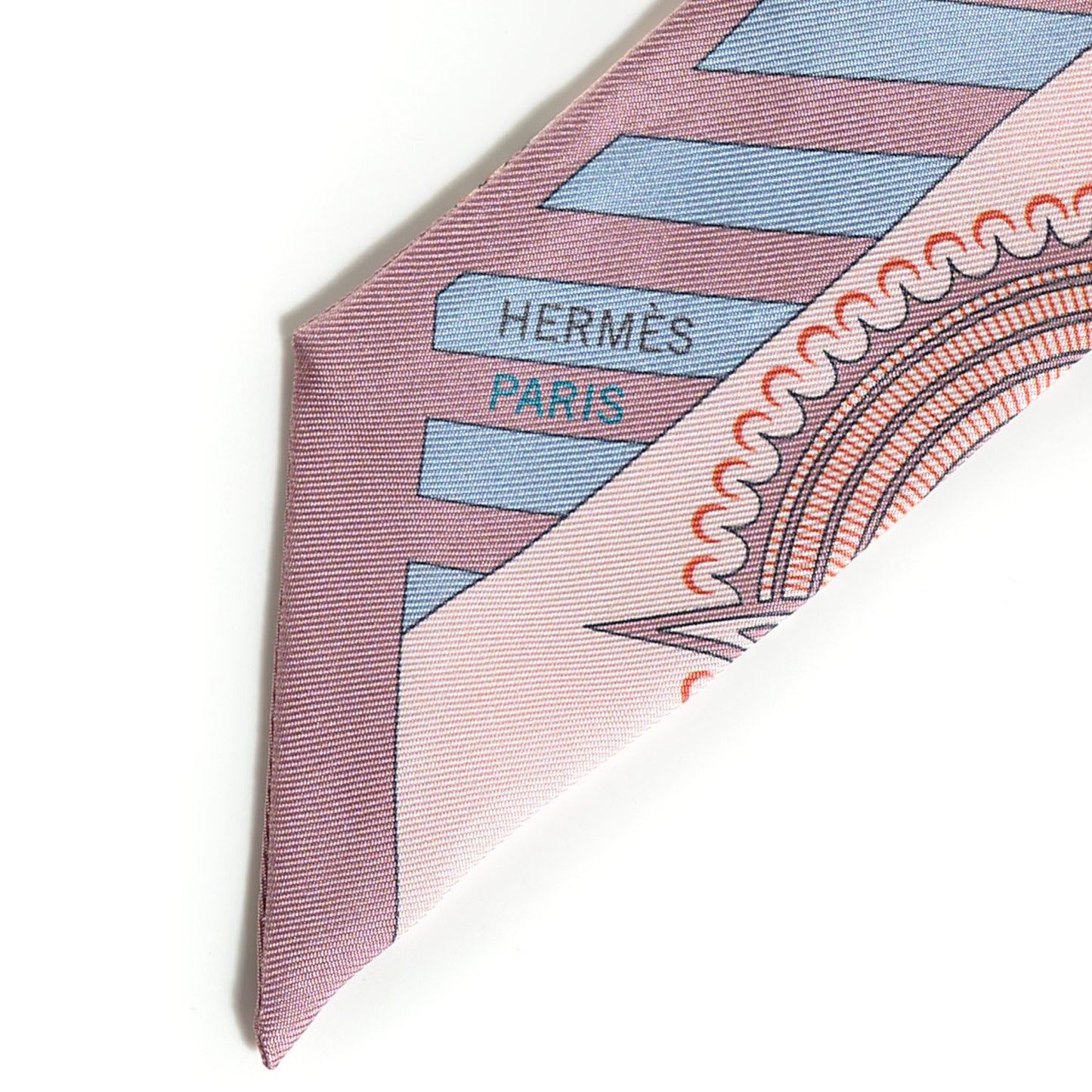 Silk Geometrie Cretoise Silk Twilly Vieux Rose Framboise Bleu