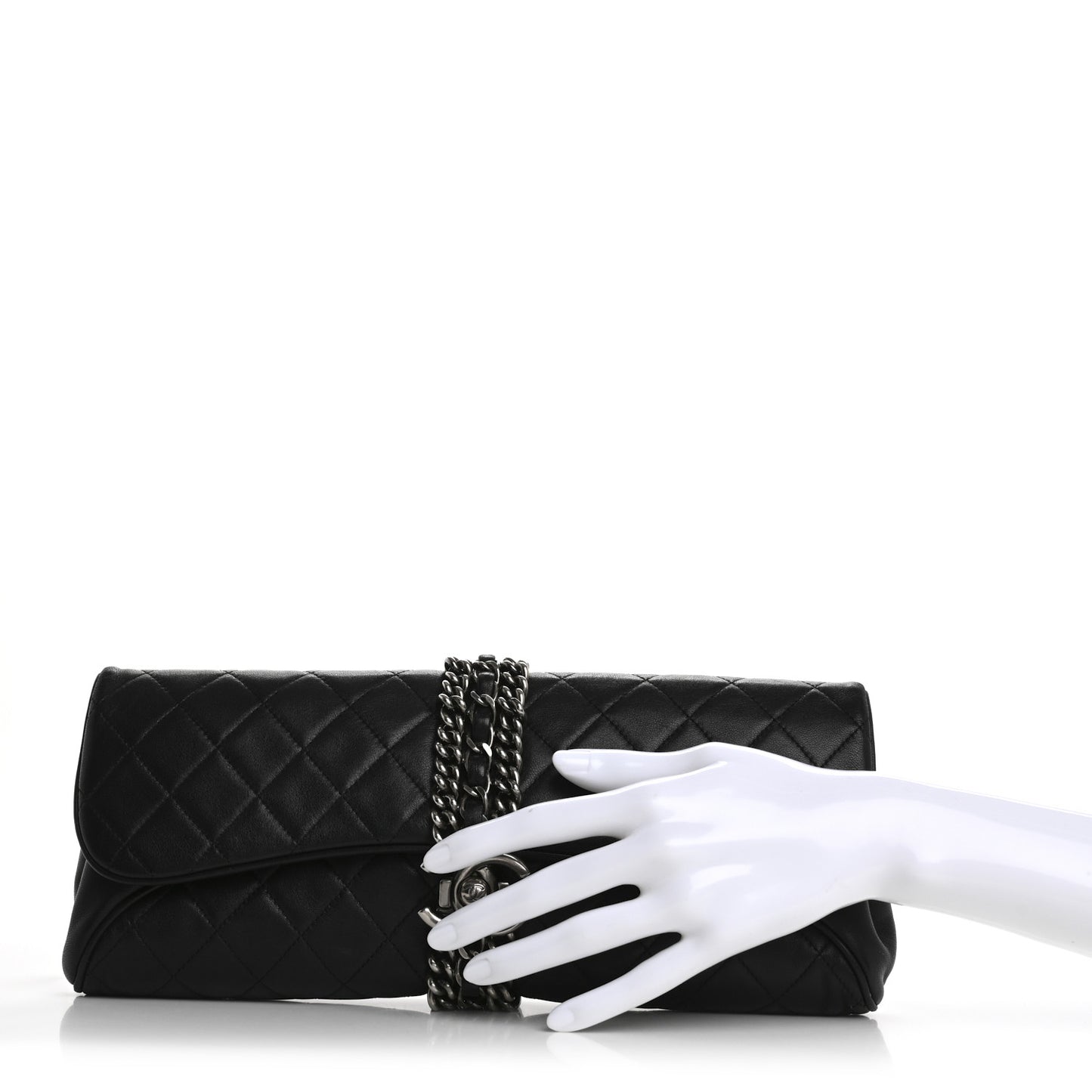 Lambskin Quilted Evening Clutch Black