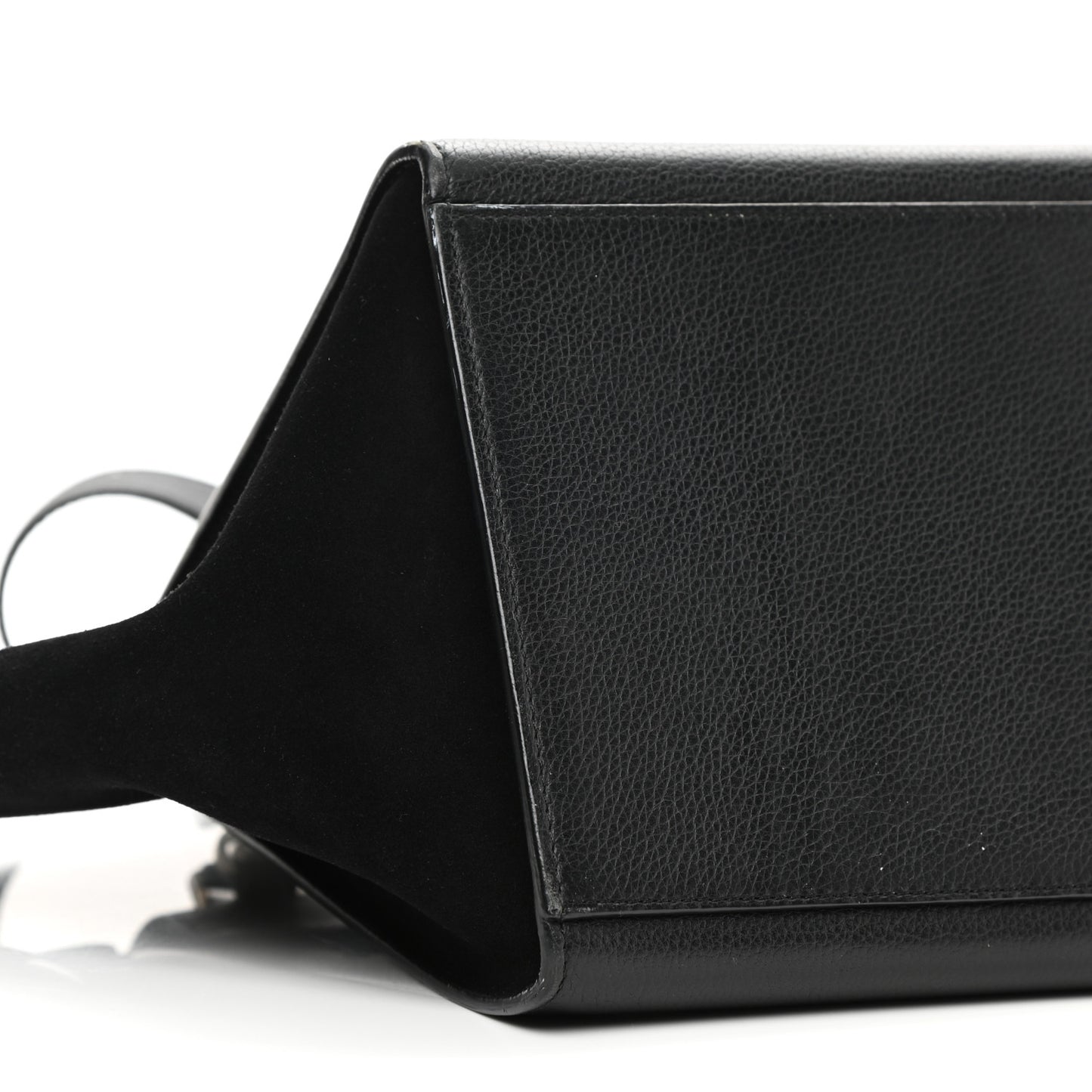 Drummed Calfskin Suede Medium Trapeze Black