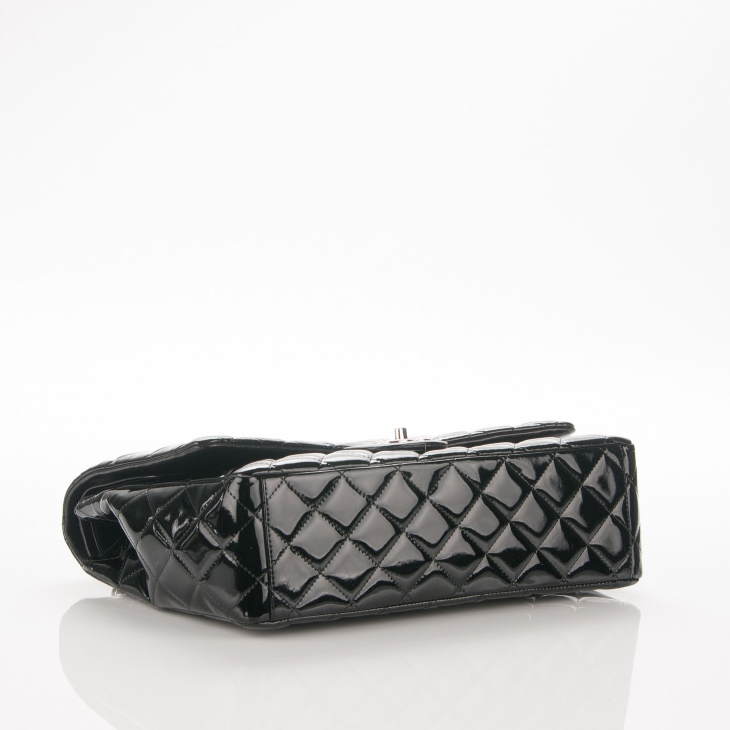 Patent Quilted Maxi Double Flap Black