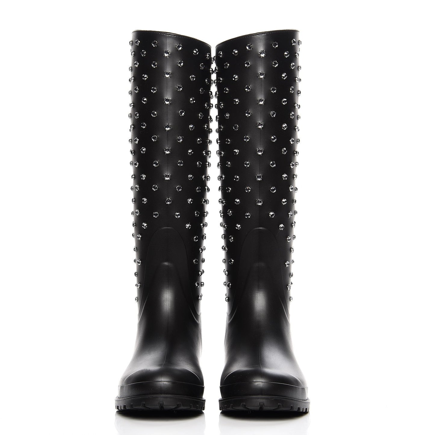 Rubber Crystal Rain Boots 37 Nero Black