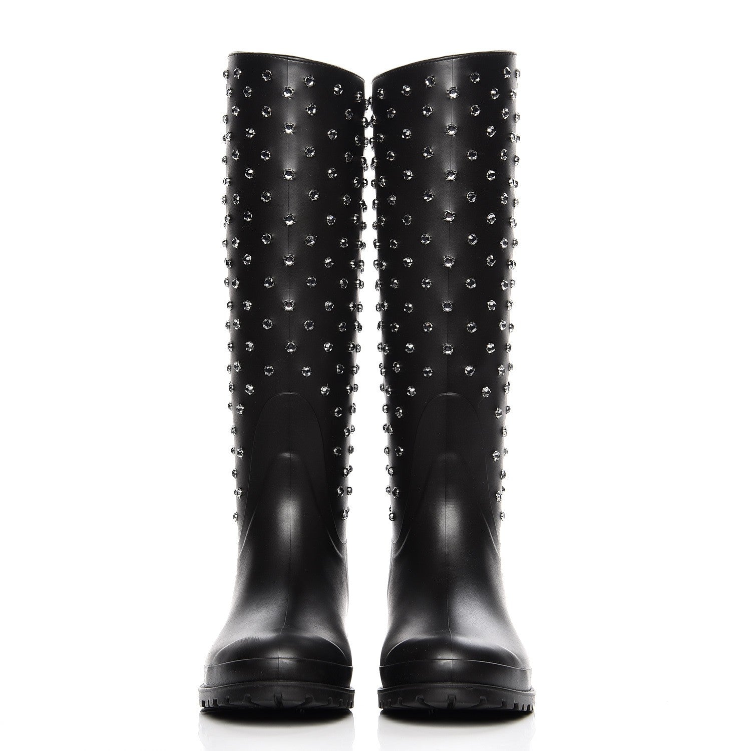 Saint Laurent Rubber Crystal Rain Boots 37 Nero Black 2 of 9