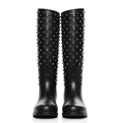 Saint Laurent Rubber Crystal Rain Boots 37 Nero Black 2 of 9