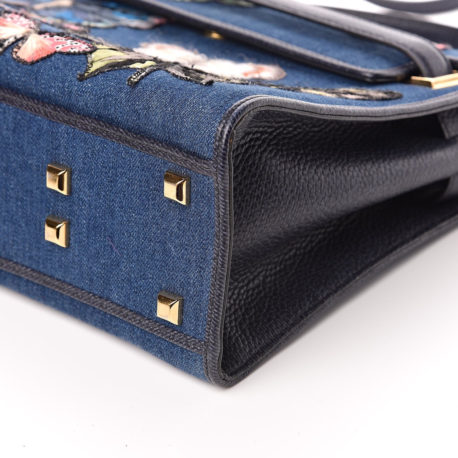 Valentino Garavani Denim Butterfly Embroidered My Rockstud Frame Bag Light Denim Multicolor 9 of 10