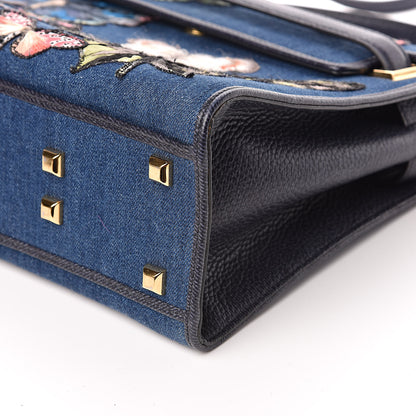 Valentino Garavani Denim Butterfly Embroidered My Rockstud Frame Bag Light Denim Multicolor 9 of 10
