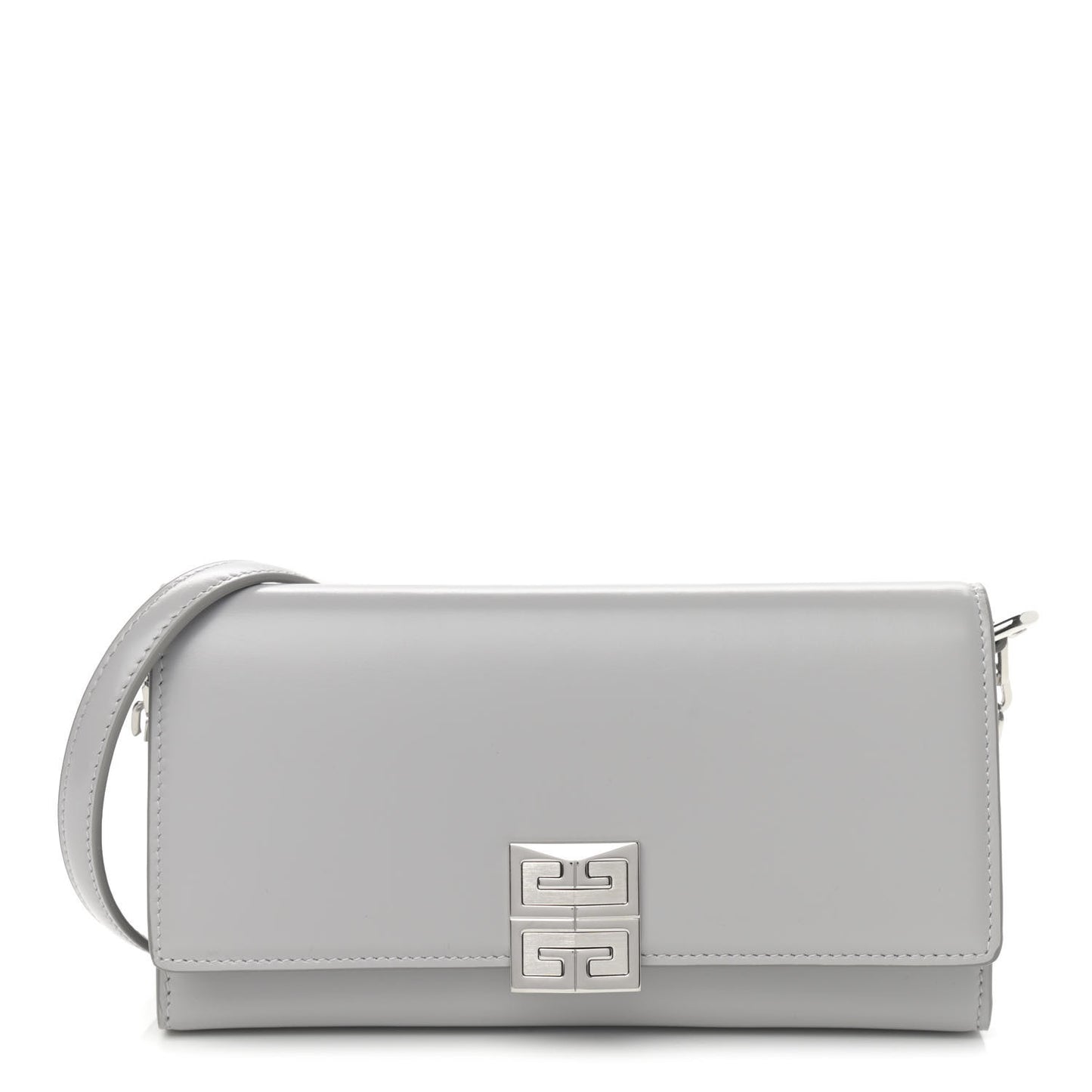 Calfskin 4G Wallet on Chain Cloud Grey