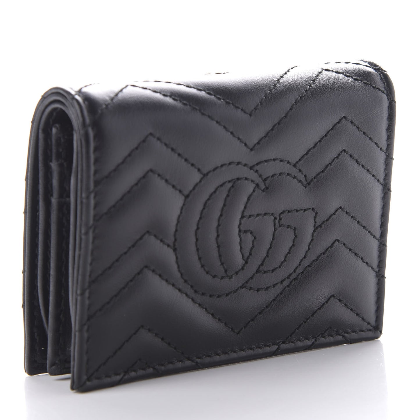 Calfskin Matelasse GG Marmont Card Case Wallet Black