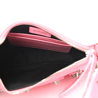 Balenciaga Extra Supple Calfskin Crocodile Embossed Le Cagole Mini Purse With Chain Sweet Pink 5 of 11