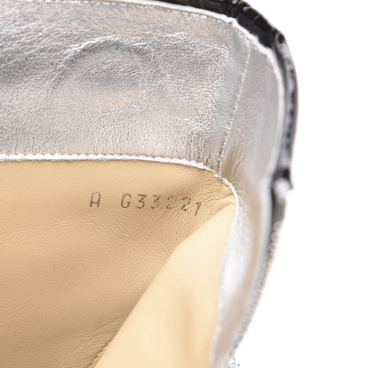 Chanel Glitter Patent Cap Toe Short Boots 38 Silver 7 of 9