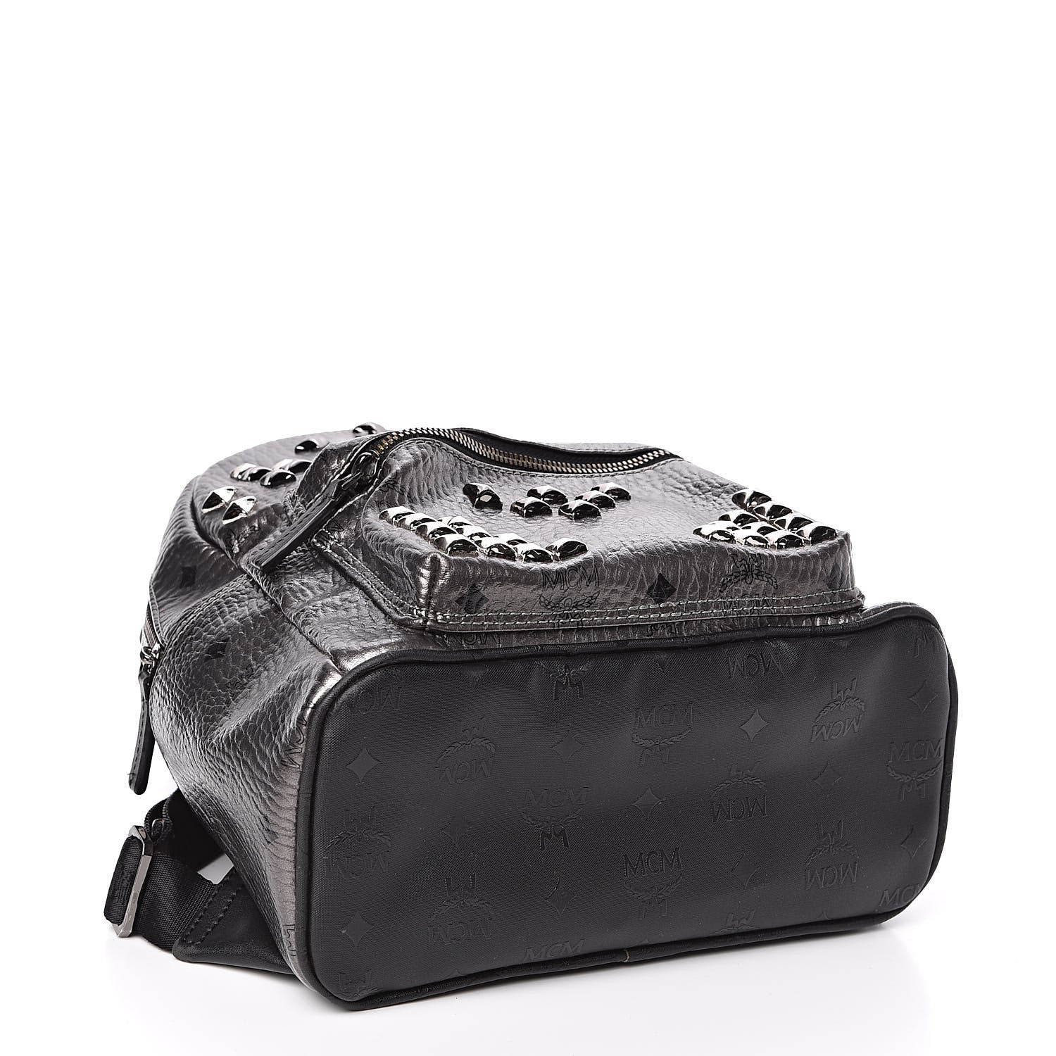 MCM Metallic Visetos Small Stark M Backpack Silver Black 4 of 10