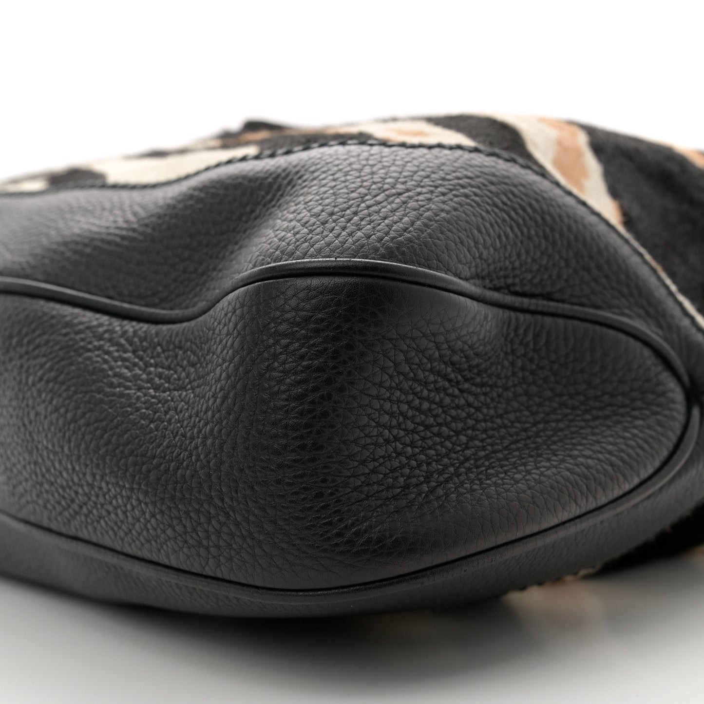 Pony Hair Zebra Print Large Jackie O Bouvier Hobo Black