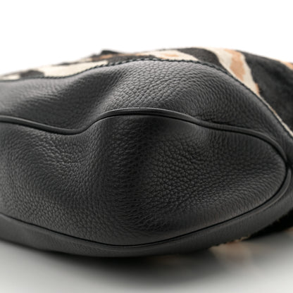 Gucci Pony Hair Zebra Print Large Jackie O Bouvier Hobo Black 10 of 11