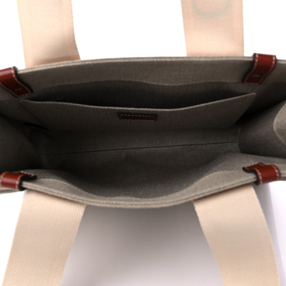 Chloe Cotton Calfskin Medium Woody Ribbon Tote White Brown 5 of 9