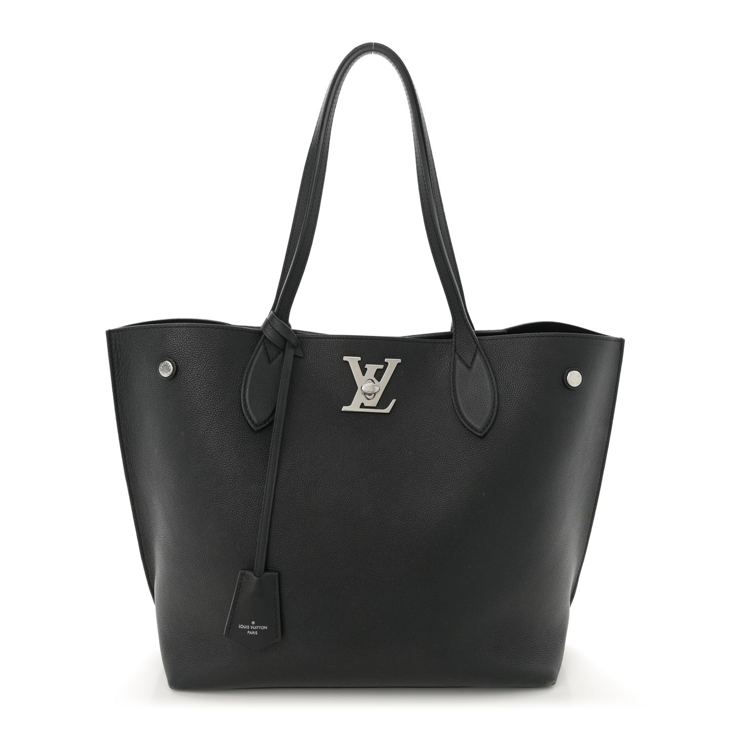 Calfskin Lockme Go Tote Black