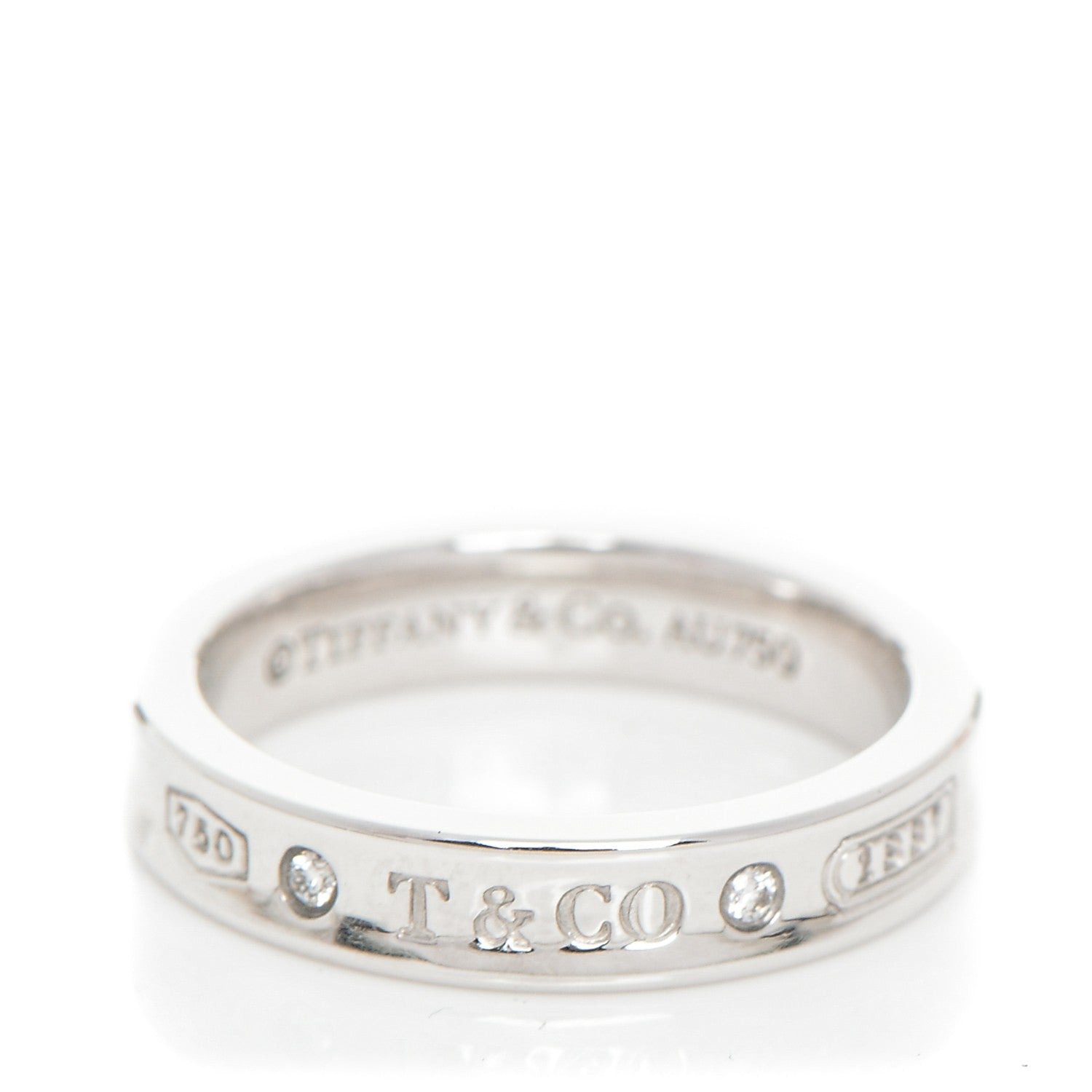Tiffany 18K White Gold Diamond Narrow 1837 Ring 6 1 of 5