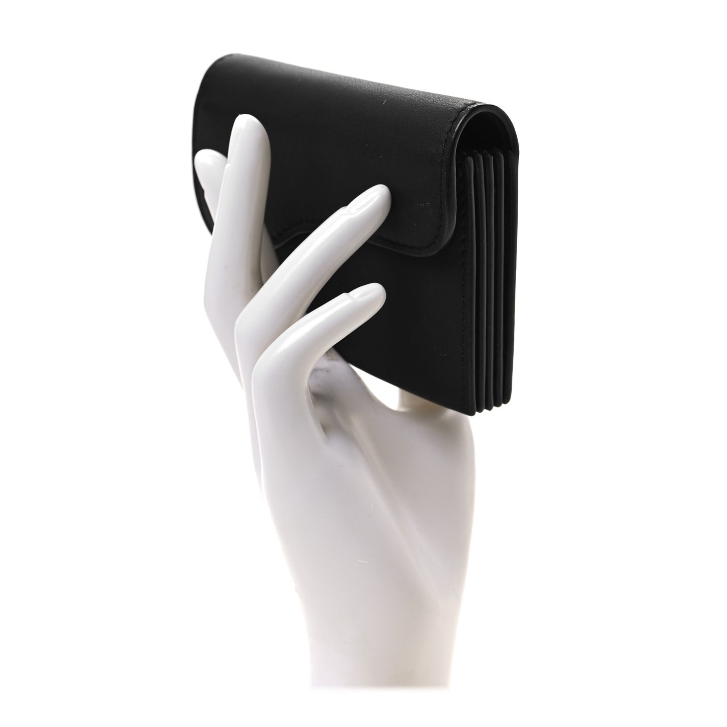 Ultra Matte Calfskin Saddle 5-Gusset Card Holder Black