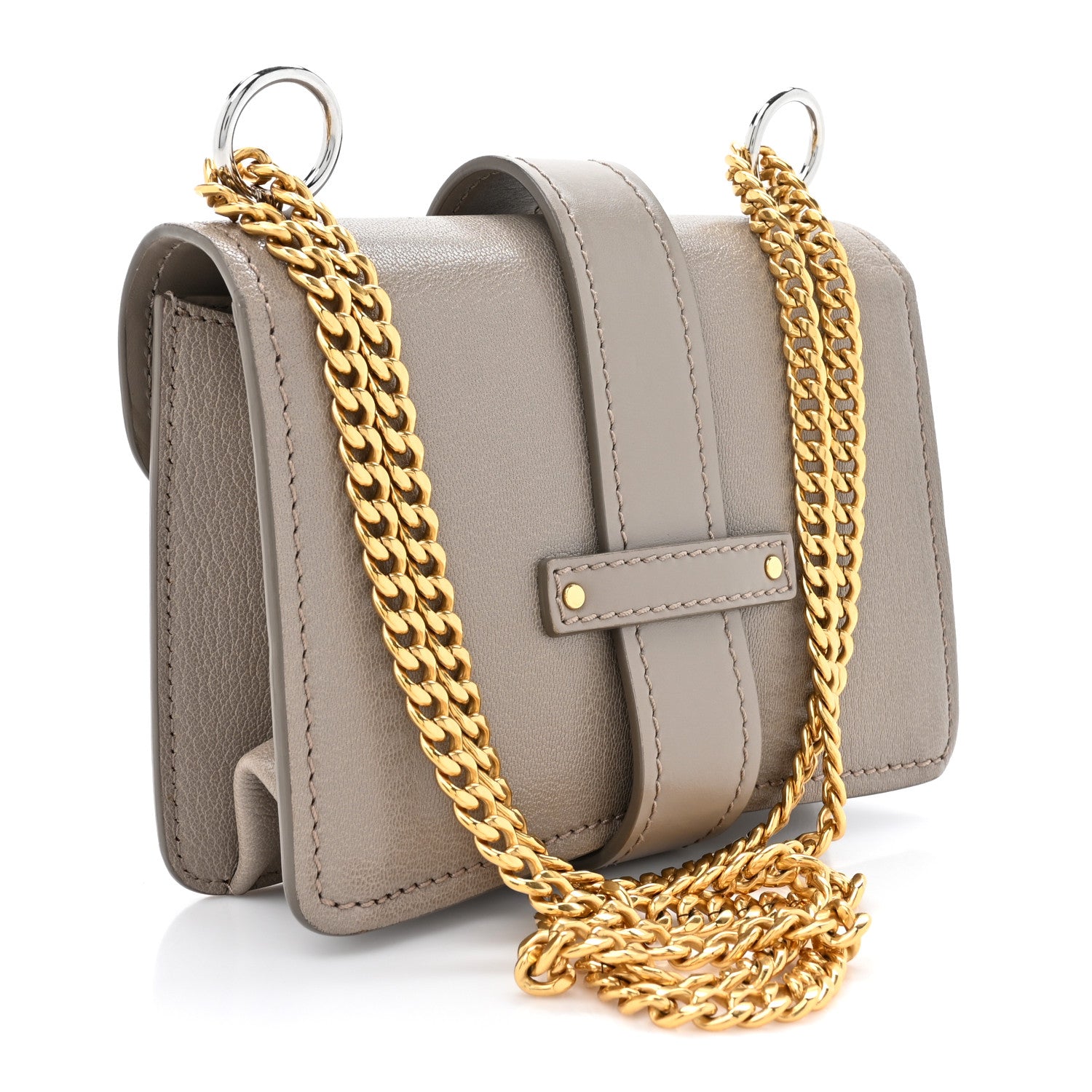 Chloe Shiny Goatskin Calfskin Mini Aby Chain Shoulder Bag Motty Grey 3 of 15