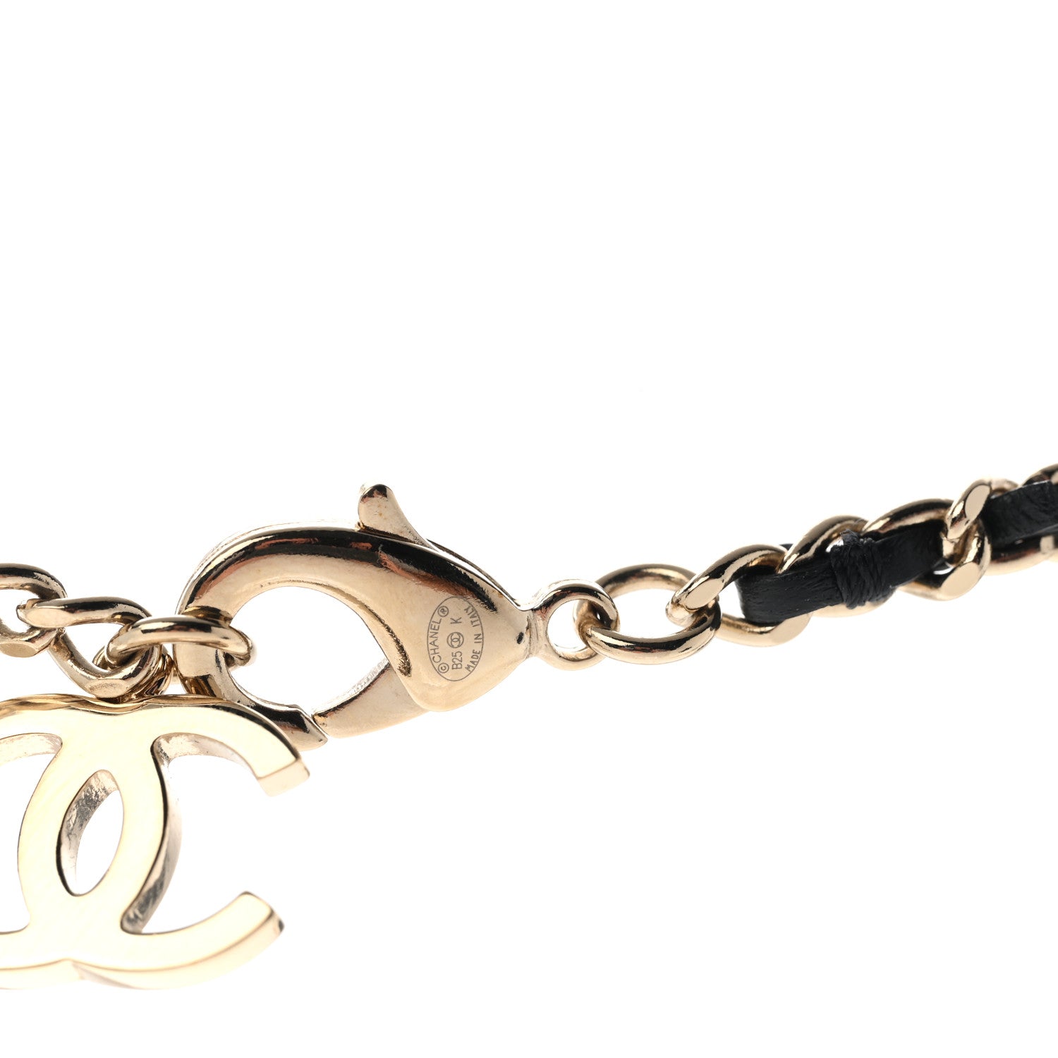 Chanel Lambskin Pearl Crystal CC Short Necklace Gold White Black 5 of 7