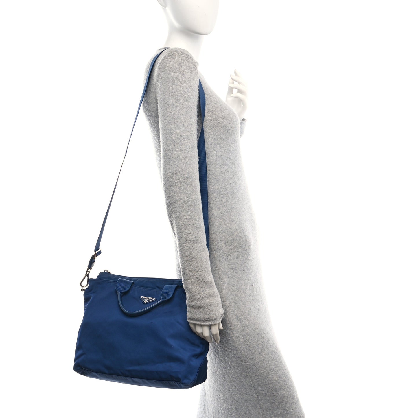 Tessuto Nylon Saffiano Tote Cobalto