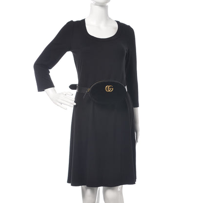 Gucci Velvet Matelasse GG Marmont Belt Bag 85 34 Black 2 of 9
