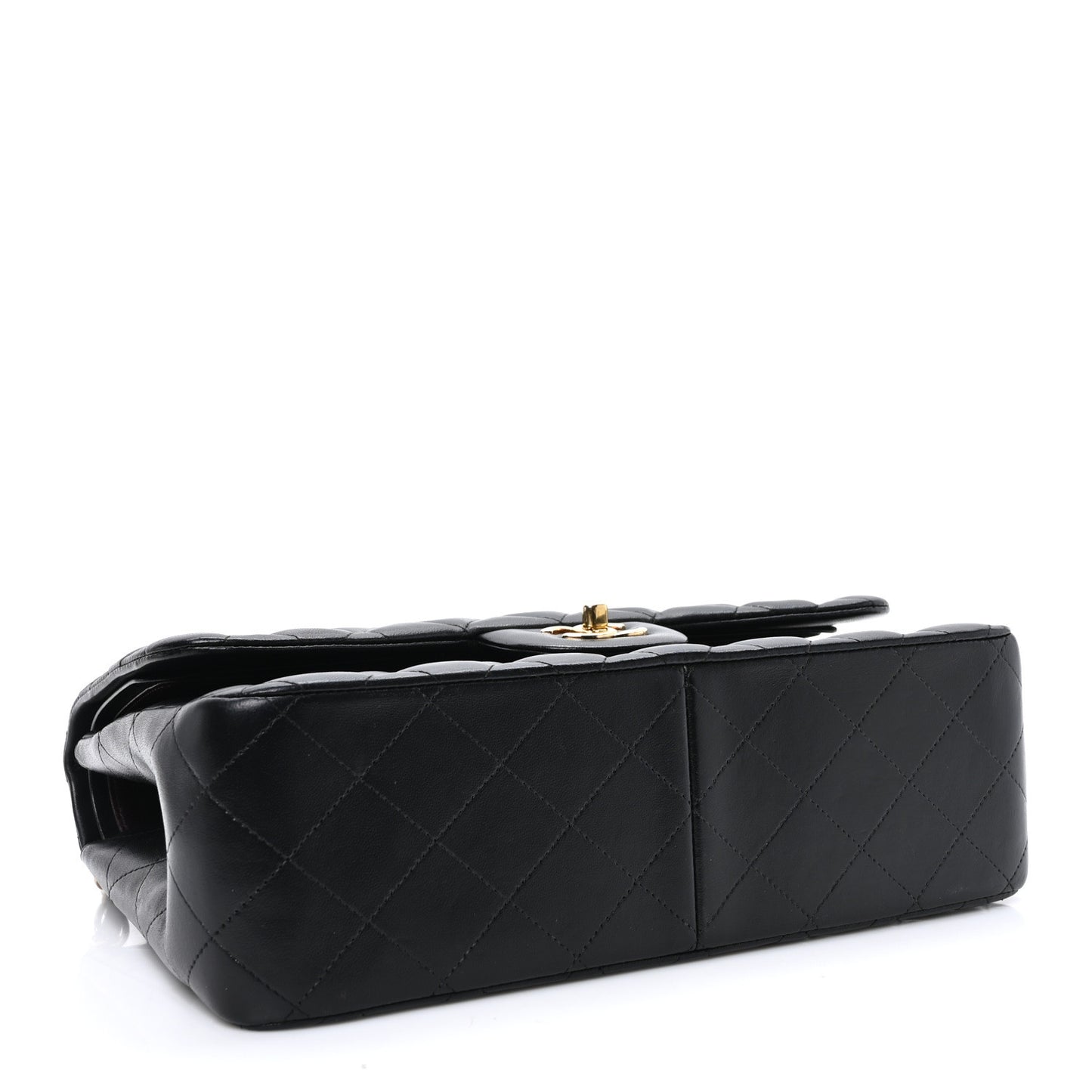 Lambskin Quilted Jumbo Double Flap Black