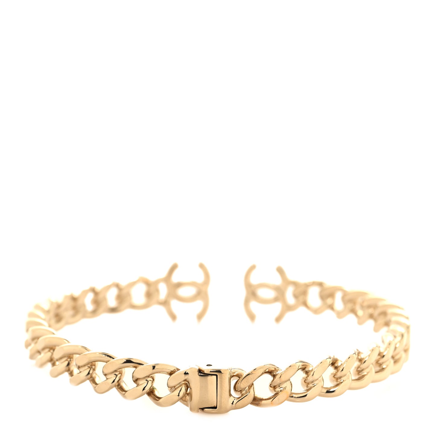 Metal CC Chain Link Choker Necklace M Gold