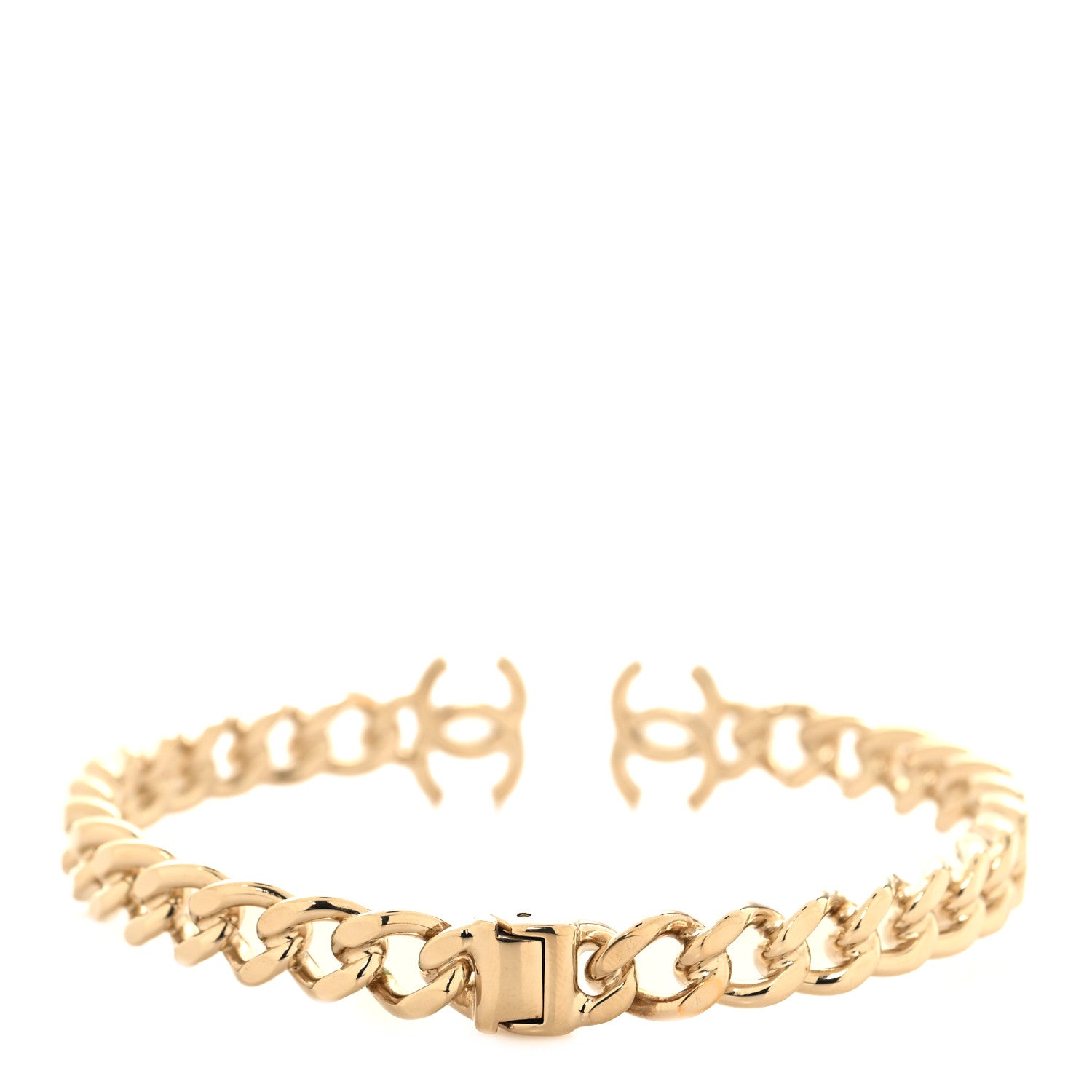 Chanel Metal CC Chain Link Choker Necklace M Gold 3 of 4