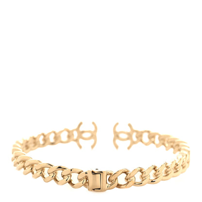 Chanel Metal CC Chain Link Choker Necklace M Gold 3 of 4