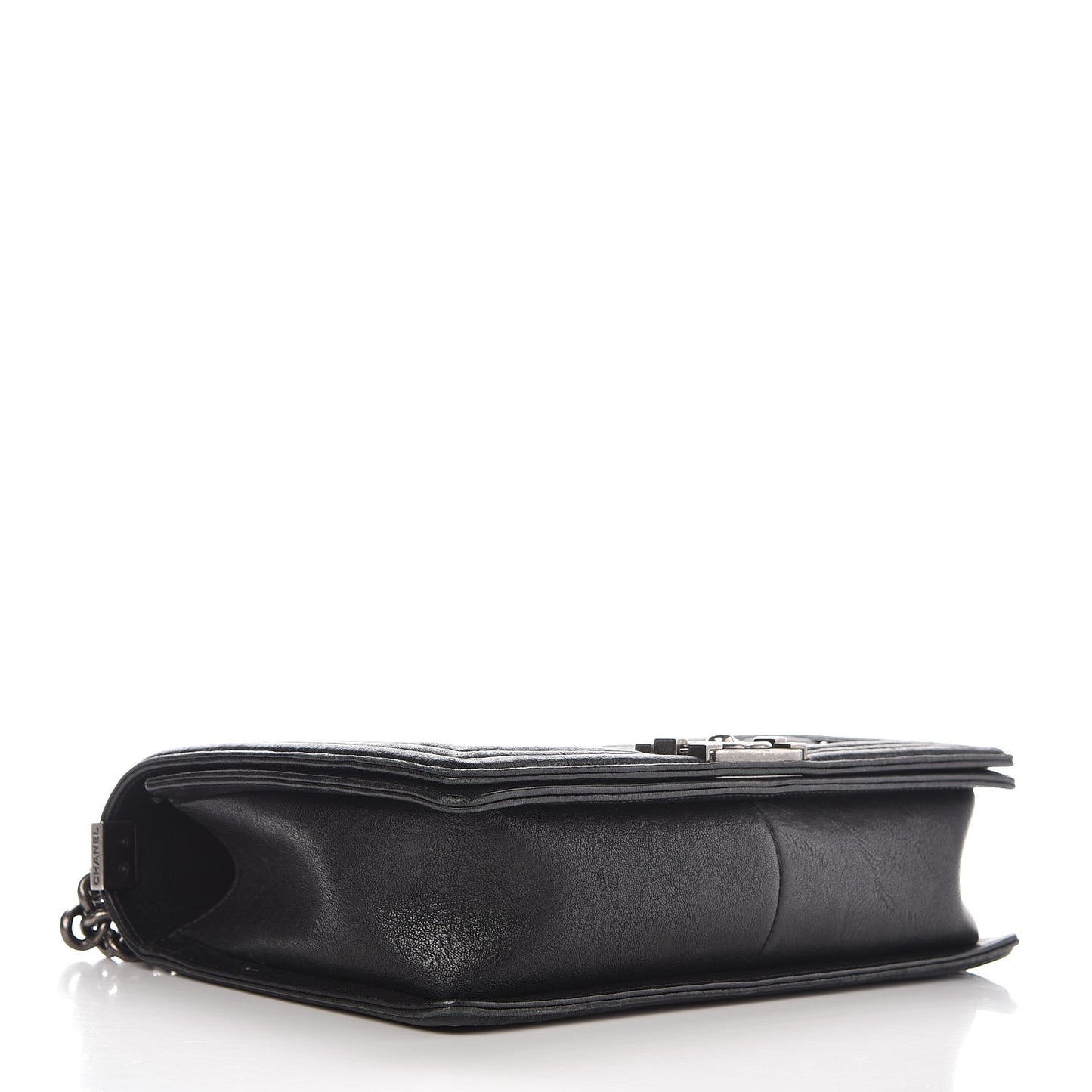 Crumpled Lambskin Medium Studded Boy Flap Black