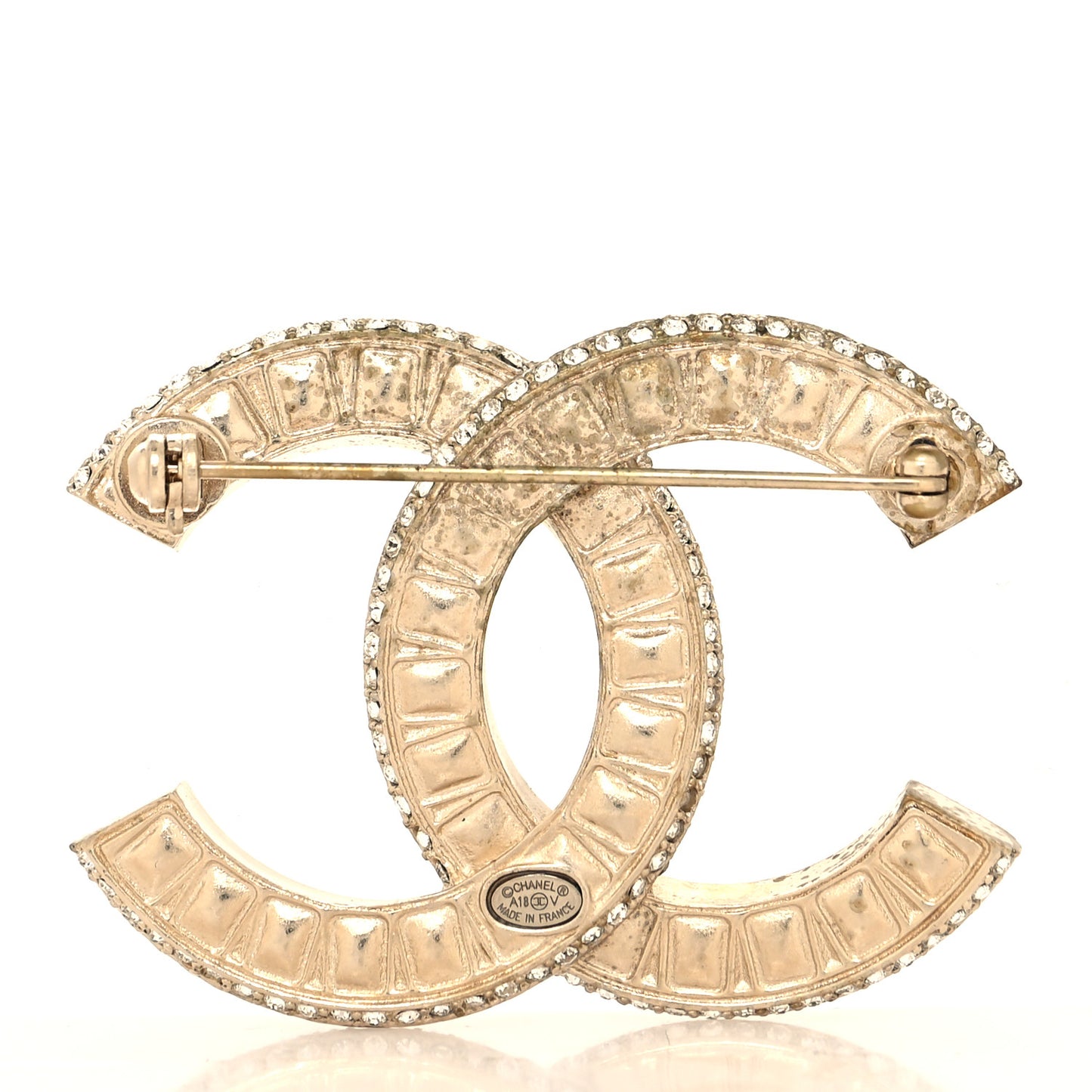 Baguette Crystal CC Brooch Gold