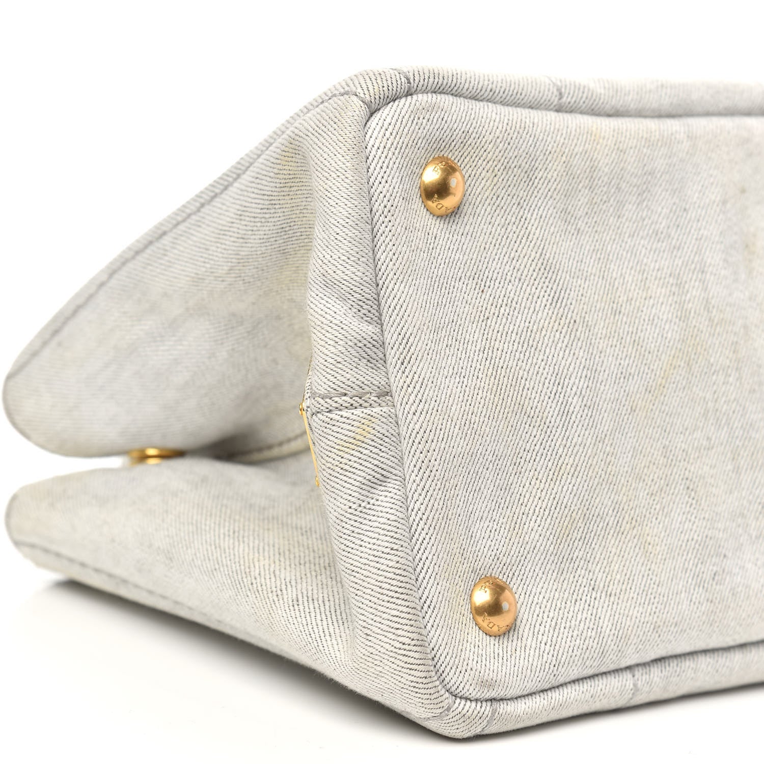 Prada Denim Small Logo Tote Bianco 8 of 14