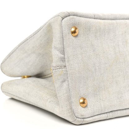Prada Denim Small Logo Tote Bianco 8 of 14