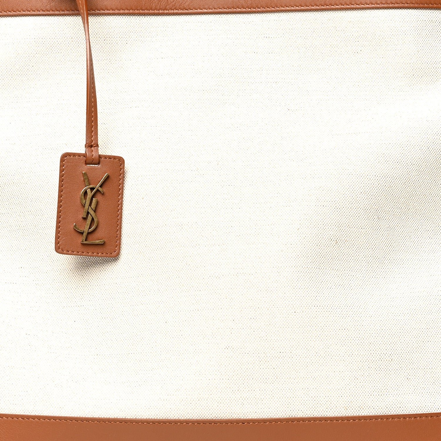 Saint Laurent Calfskin Linen Two Tone Cabas Tote Beige 7 of 9