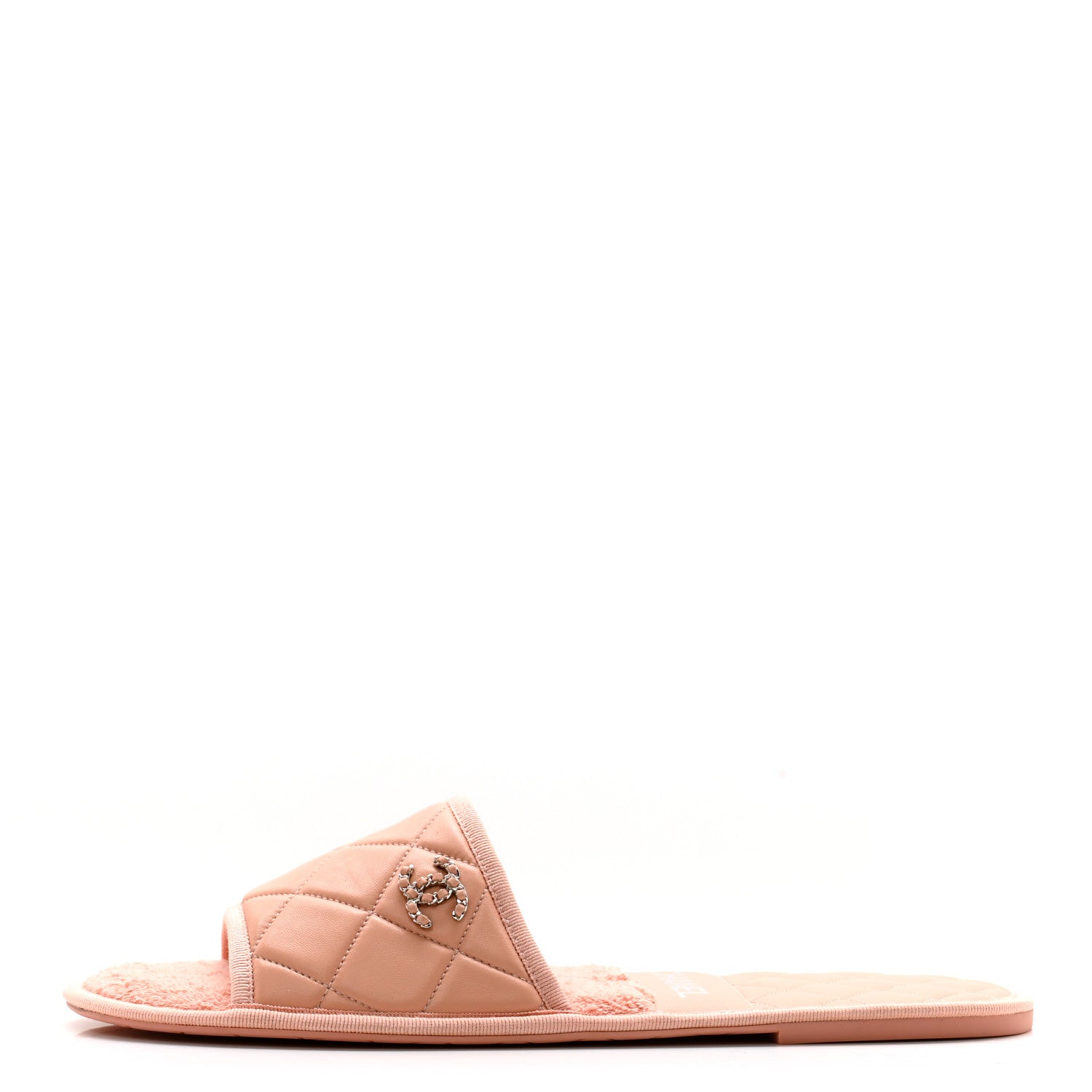 Chanel Lambskin CC Flat Mules L Light Pink 1 of 9
