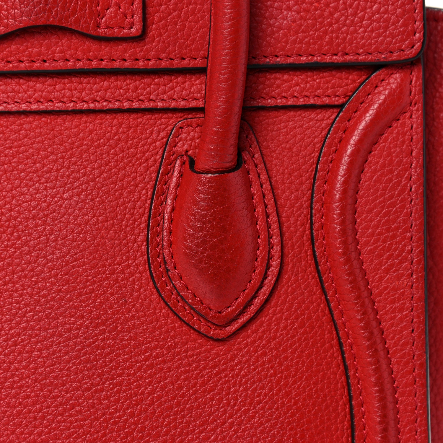 Celine Drummed Calfskin Nano Luggage Red 24 of 27