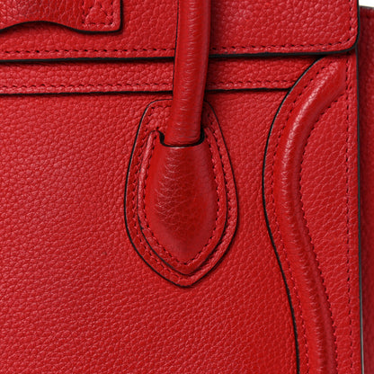 Celine Drummed Calfskin Nano Luggage Red 24 of 27