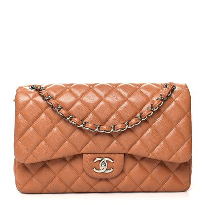 Chanel Caviar Quilted Jumbo Double Flap Light Brown 1 of 12