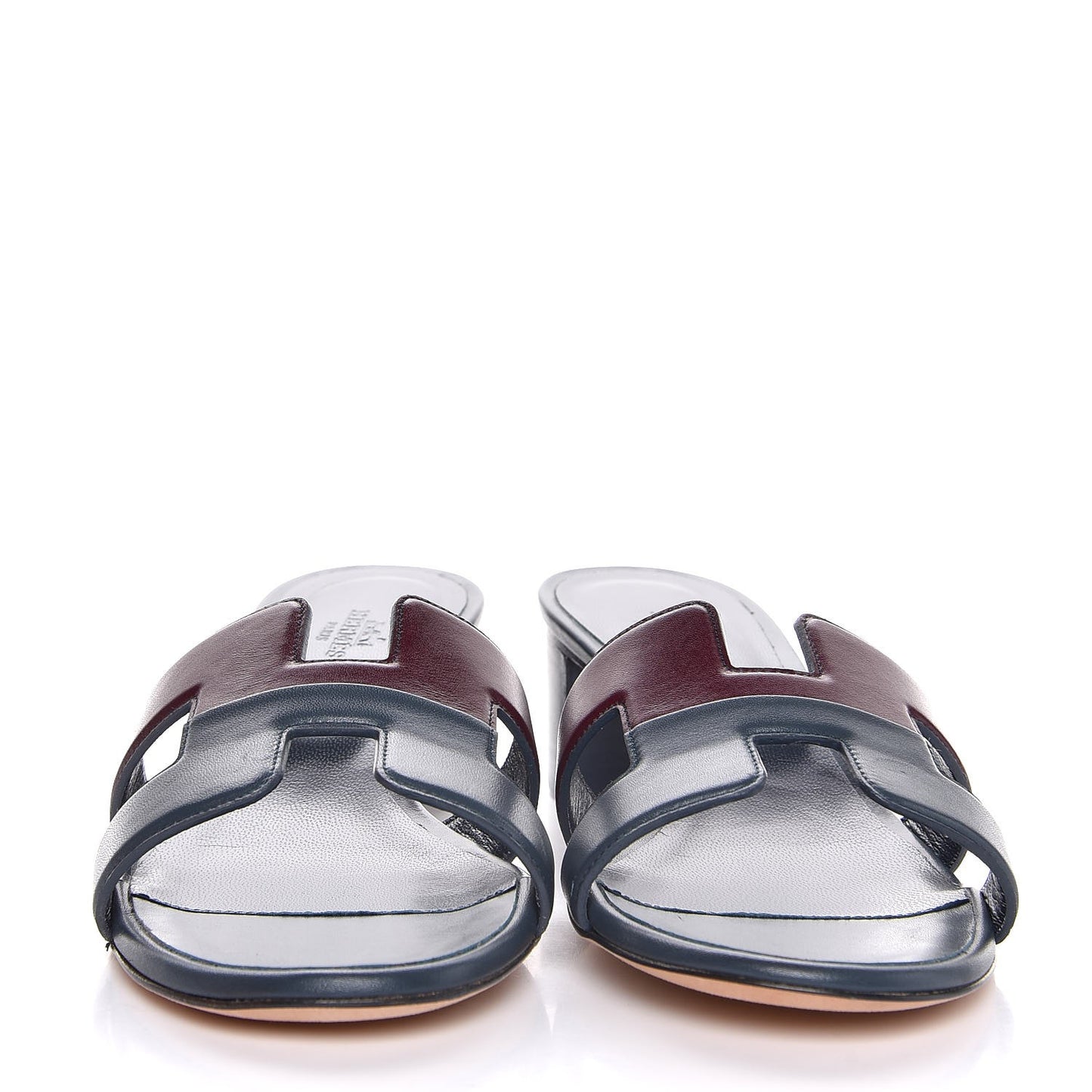 Calfskin Oasis Sandals 38 Bleu Ardoise Bordeaux