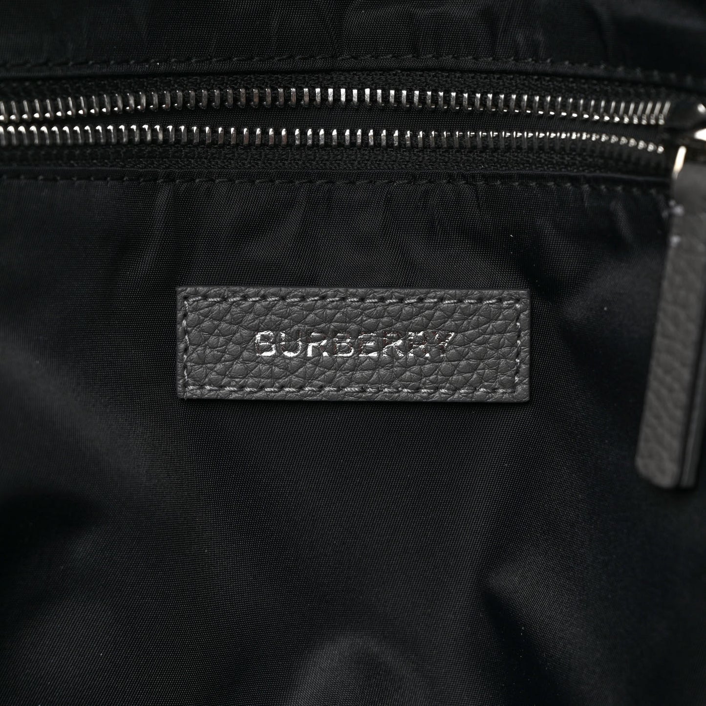 Calfskin Logo Embossed Backpack Charcoal Grey