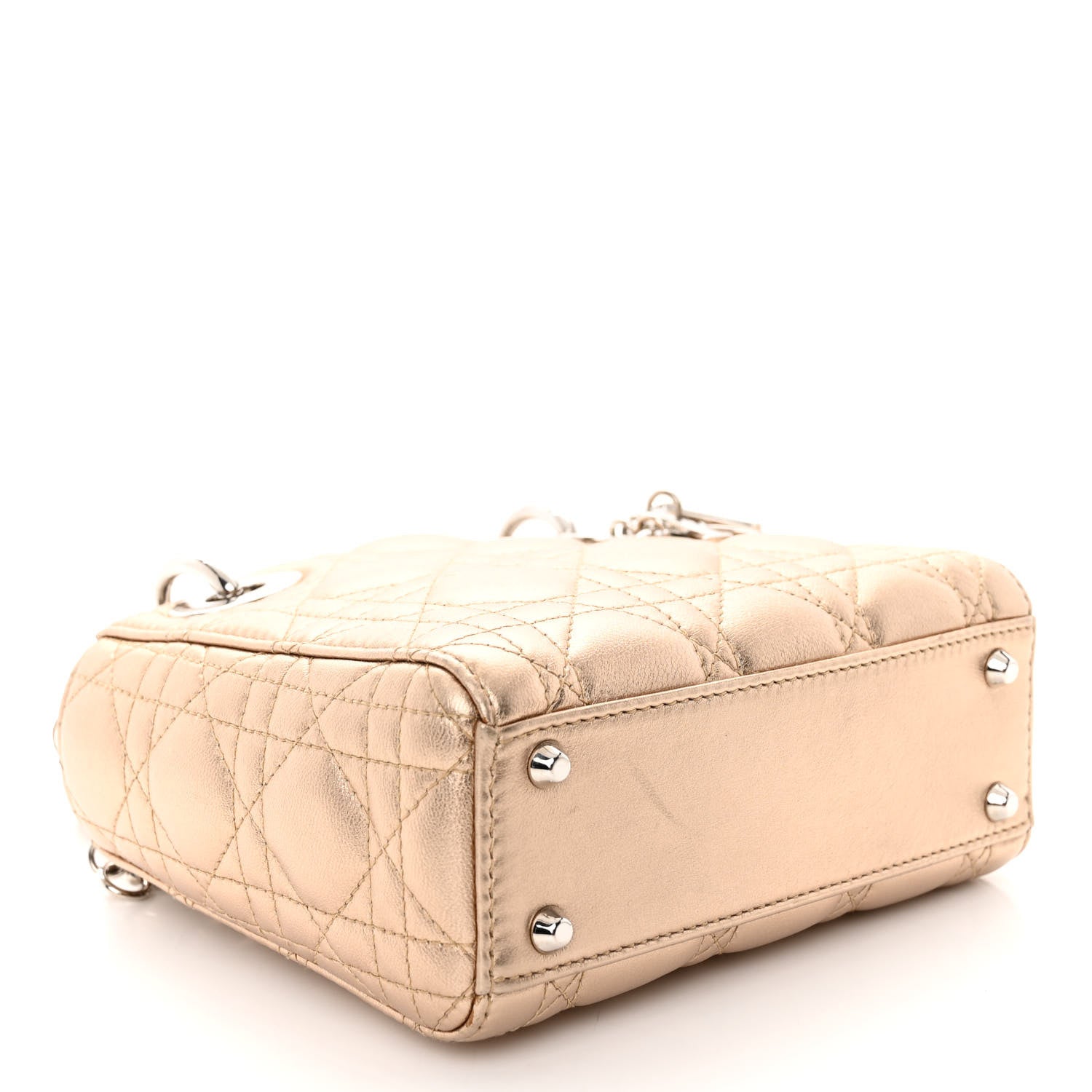 Christian Dior Metallic Lambskin Cannage Mini Lady Dior Gold 4 of 10