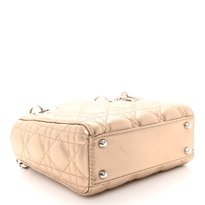 Christian Dior Metallic Lambskin Cannage Mini Lady Dior Gold 4 of 10