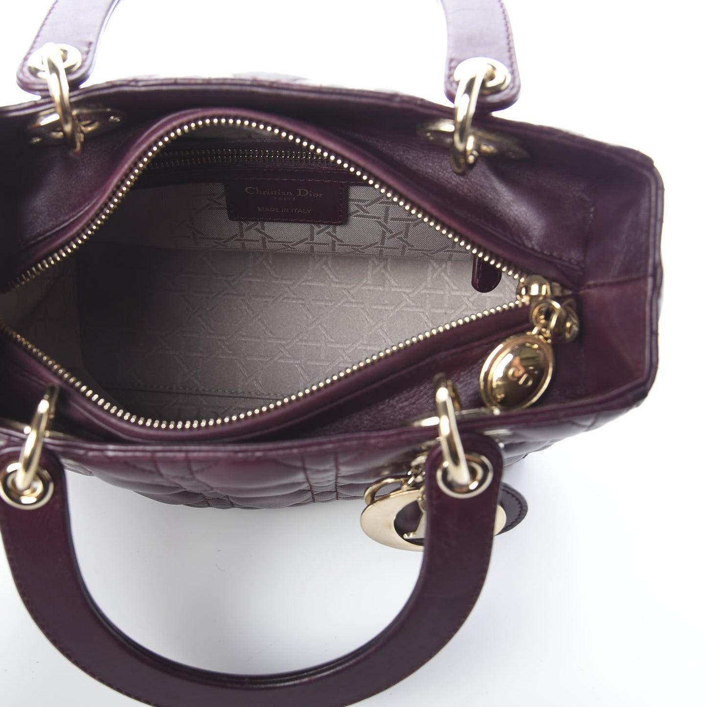 Lambskin Cannage Medium Lady Dior Burgundy