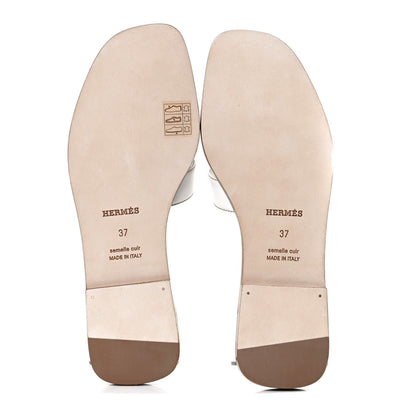 Hermes Box Calfskin Oran Sandals 37 White 7 of 10