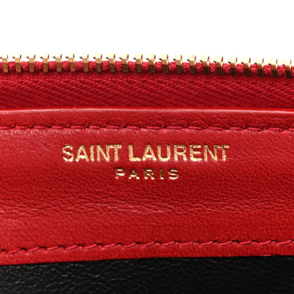 Saint Laurent Lambskin Matelasse Monogram Vicky Zip Around Wallet Rouge Eros Rouge Eros 6 of 9